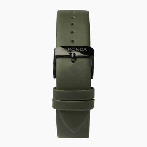 Sekonda Airborne Men's Watch | Black Case & Green Leather Strap with Black Dial | 1990