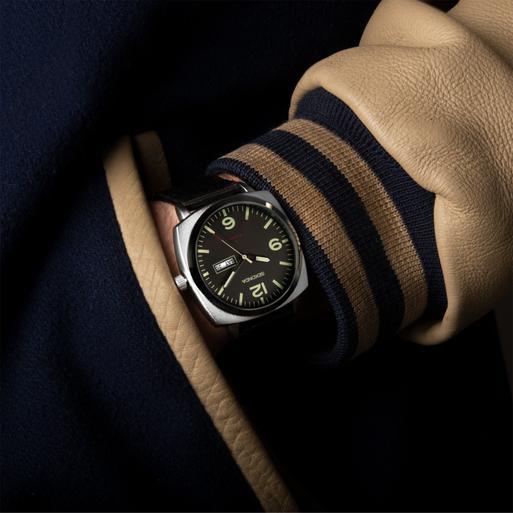 Sekonda Airborne Men's Watch | Silver Case & Black Canvas Strap with Black Dial | 1992
