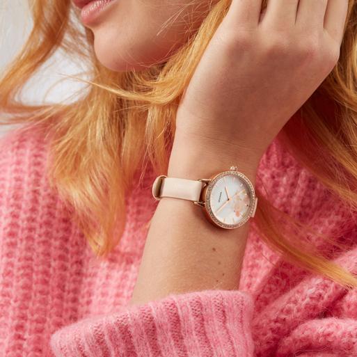 Sekonda Ladies Watch Rose Gold Case PU Strap with White Dial 2624