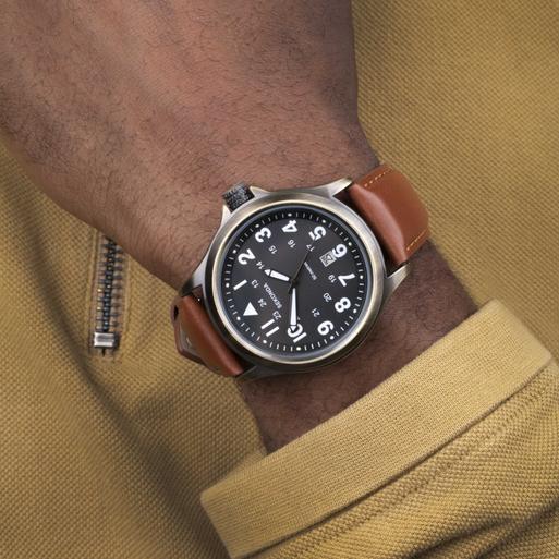 Sekonda Altitude Men's Watch | Bronze Case & Brown Leather Strap with Black Dial | 30033