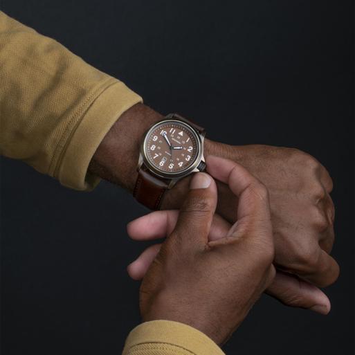 Sekonda Altitude Men's Watch | Bronze Case & Brown Leather Strap with Black Dial | 30034