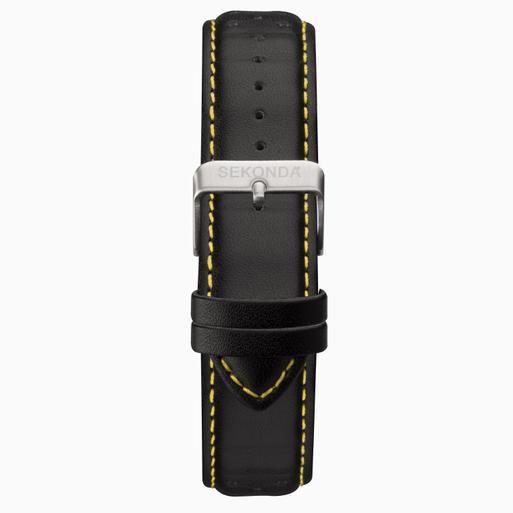 Sekonda Velocity Chronograph Men's Watch | Silver Case & Black Leather Strap with Black Dial | 30068