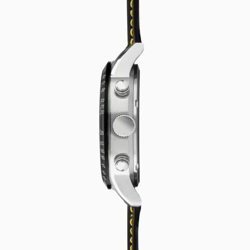 Sekonda Velocity Chronograph Men's Watch | Silver Case & Black Leather Strap with Black Dial | 30068