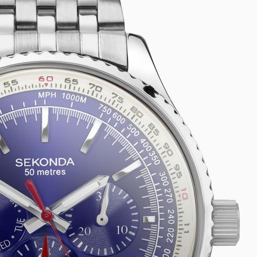 Sekonda Maverick Men's Watch | Silver Case & Silver Stainless Steel Bracelet with Blue Dial | 30077