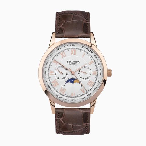 Sekonda men's black and rose gold plated chronograph watch best sale