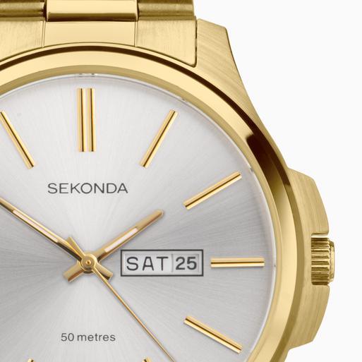 Sekonda Jones Men’s Watch | Gold Stainless Steel Case & Bracelet | Silver Dial | 30154