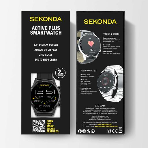 Sekonda Active Plus Smart Watch | Black Alloy Case & Black Silicone Strap | 30155