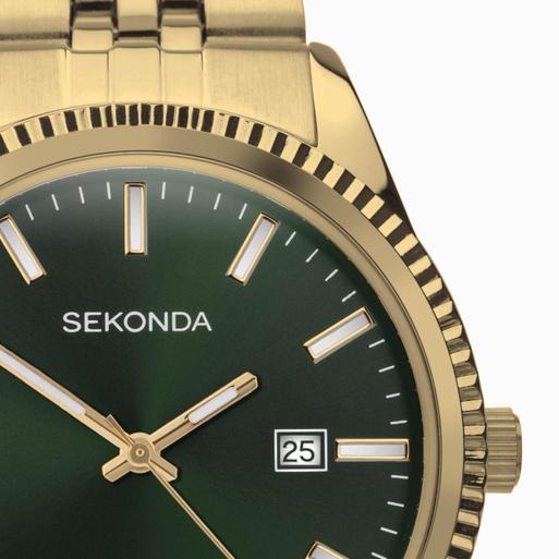 Sekonda King Men’s Watch | Gold Alloy Case & Stainless Steel Bracelet with Green Dial | 30157