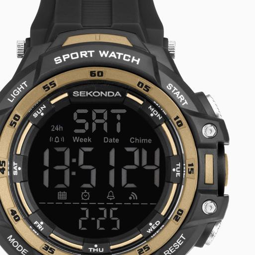 Sekonda Crossfell Digital Men’s Watch | Black Plastic Case & Strap with Black LCD Display | 30162