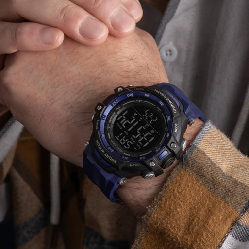 Sekonda Crossfell Digital Men’s Watch | Black Plastic Case & Blue Strap with Black LCD Display | 30164