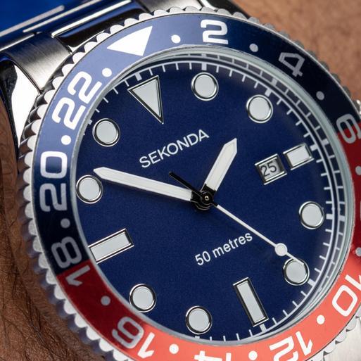 Sekonda Ocean Men’s Watch | Silver Alloy Case & Stainless Steel Bracelet with Blue Dial | 30196