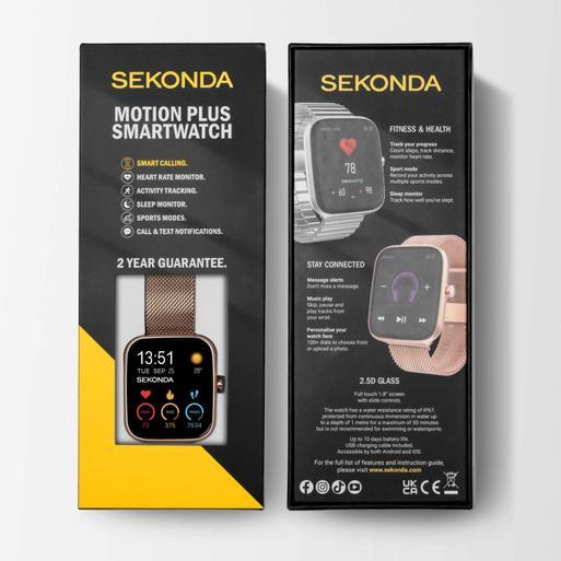 Sekonda Motion Plus Smart Watch | Rose Gold Alloy Case & Stainless Steel Mesh Bracelet | 30220