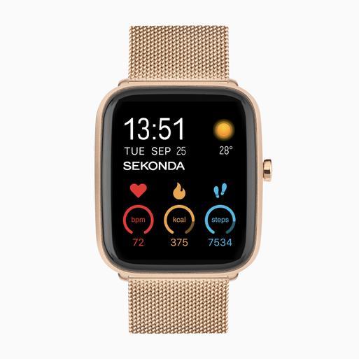 Sekonda Motion Plus Smart Watch | Rose Gold Alloy Case & Stainless Steel Mesh Bracelet | 30220
