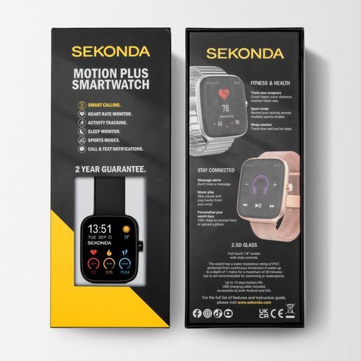 Sekonda Motion Plus Smart Watch | Black Alloy Case & Silicone Strap | 30225