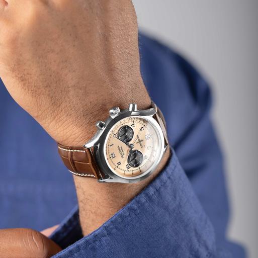 Sekonda Archer Men's Watch | Silver Alloy Case & Brown Leather Strap with Rose Gold Dial | 30236