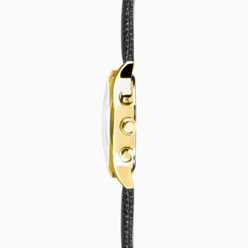 Sekonda Archer Men's Watch | Gold Alloy Case & Black Leather Strap with Black Dial | 30237