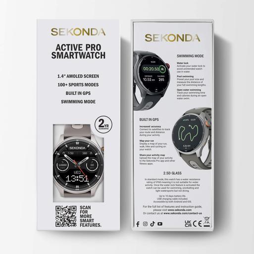 Sekonda Active Pro Smart Watch | Silver Alloy Case & Grey Silicone Strap | 30238