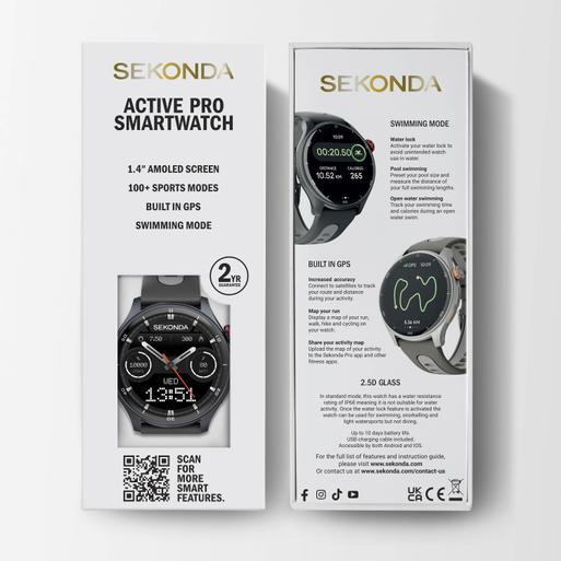 Sekonda Active Pro Smart Watch | Black Alloy Case & Black Silicone Strap | 30239