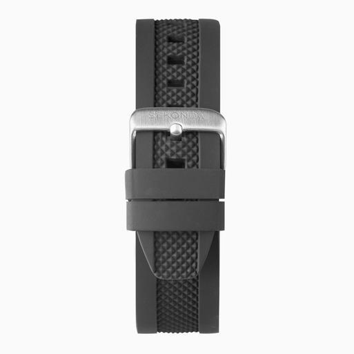 Sekonda Titan Men's Watch | Silver Alloy Case & Black Silicone Strap with White Dial | 30255