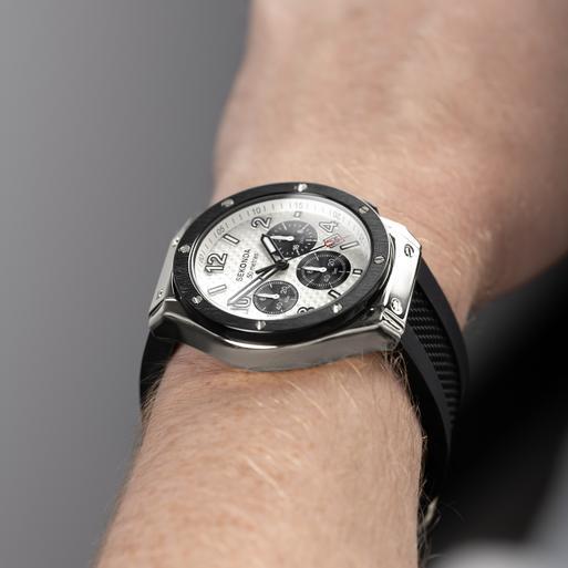 Sekonda Titan Chronograph Men's Watch | Silver Alloy Case & Black Silicone Strap with Silver Dial | 30256