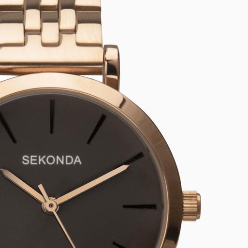 Sekonda Minimal Ladies Watch | Rose Gold Case & Stainless Steel Bracelet with Grey Dial | 40303