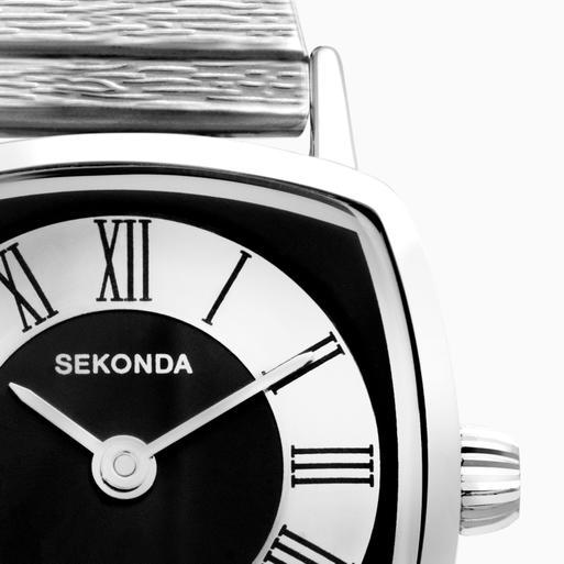 Sekonda 1970s Ladies Watch | Silver Case & Bracelet with Black Dial | 40359