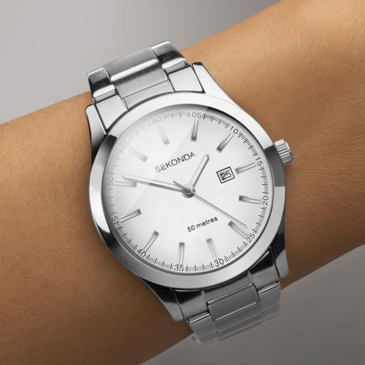 Sekonda Taylor Ladies Watch | Silver Case & Stainless Steel Bracelet with White Dial | 40363
