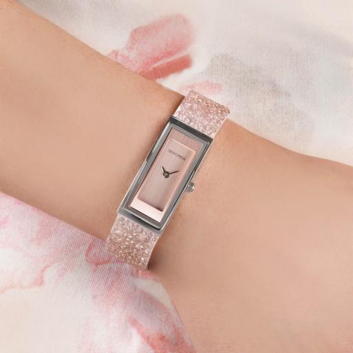 Sekonda Pastel Rocks Ladies Watch | Silver Case & Brass Bracelet with Rose Dial | 40373