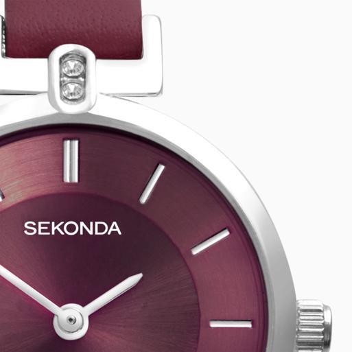 Sekonda Ladies Watch | Silver Case & Burgundy Leather Strap with Burgundy Dial | 40384