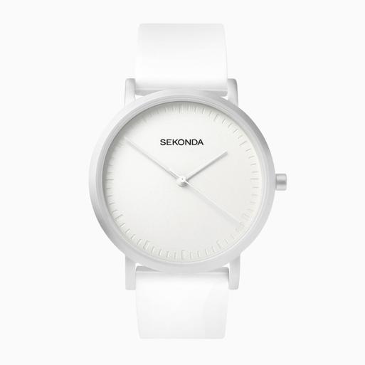 Sekonda Palette Ladies Watch | Silver Case & White Silicone Strap with White Dial | 40390