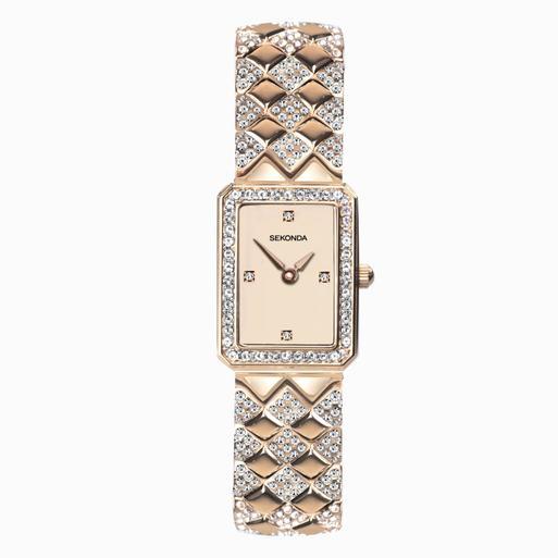 Sekonda Sparkle Ladies Watch | Rose Gold Case & Alloy Bracelet with Rose Dial | 40514