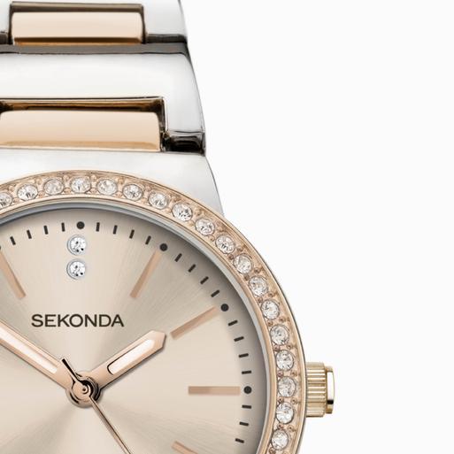 Sekonda Amelia Ladies Watch | Two Tone Case & Alloy Bracelet with Rose Dial | 40539