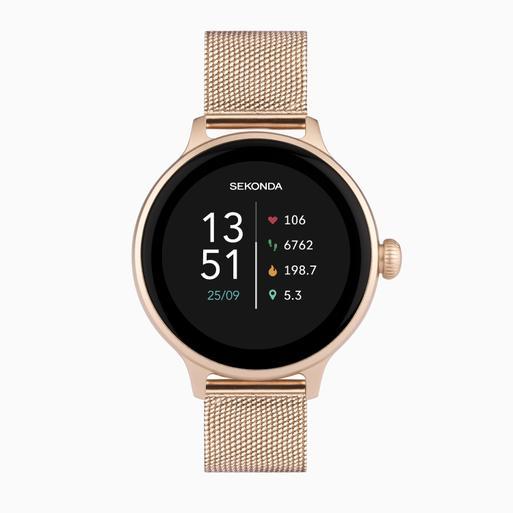 Sekonda Connect Smart Watch | Rose Gold Alloy Case & Stainless Steel Mesh Bracelet | 40625