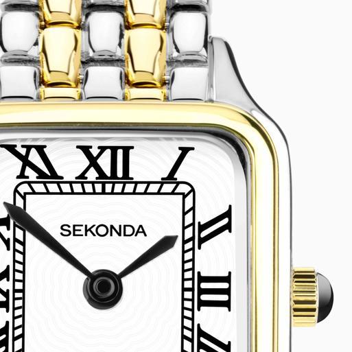 Sekonda Monica Maxi Ladies Watch | Two Tone Large Alloy Case & Bracelet with White Dial | 40658