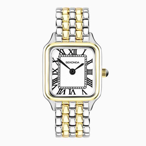 Sekonda Monica Maxi Ladies Watch | Two Tone Large Alloy Case & Bracelet with White Dial | 40658