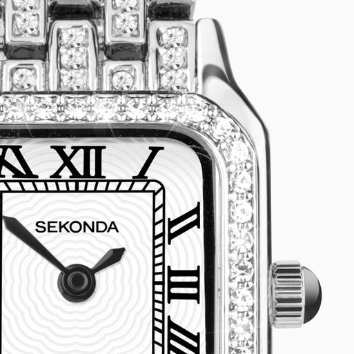 Sekonda Monica Ladies Watch | Silver Alloy Case & Full Stone Set Bracelet with White Dial | 40660