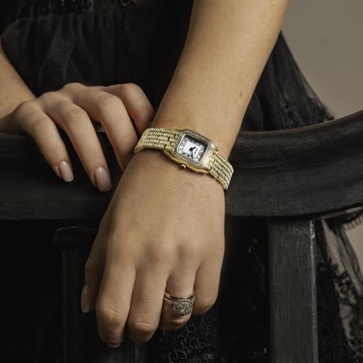 Sekonda Monica Ladies Watch | Gold Alloy Case & Full Stone Set Bracelet with White Dial | 40661