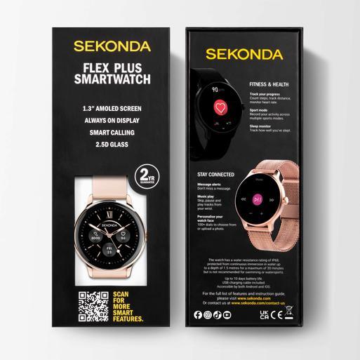 Sekonda Flex Plus Smart Calling Watch | Rose Gold Alloy Case & Pink Silicone Strap | 40667