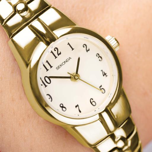 Sekonda Newton Ladies Watch | Gold Alloy Case & Stainless Steel Expander Bracelet with Champagne Dial | 40679