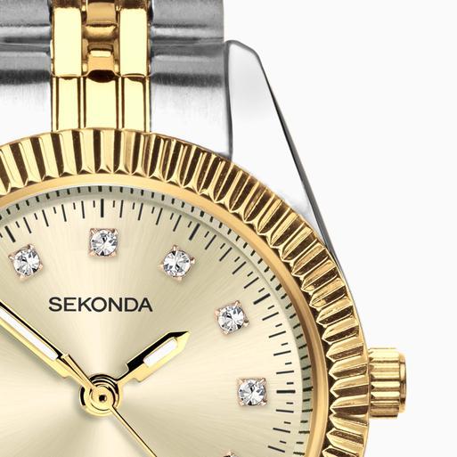 Sekonda Francis Ladies Watch | Two Tone Alloy Case & Stainless Steel Bracelet with Champagne Dial | 40690