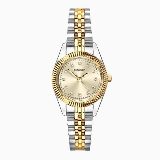 Sekonda Francis Ladies Watch | Two Tone Alloy Case & Stainless Steel Bracelet with Champagne Dial | 40690