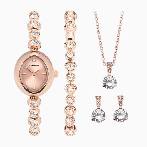 Sekonda Ladies Dress Gift Set 49035 Oval Rose Gold Alloy