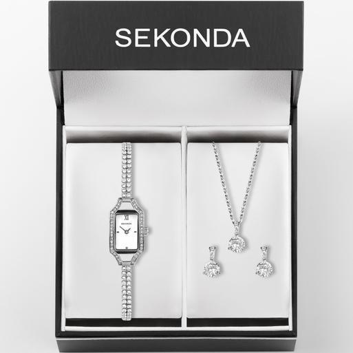 Sekonda Gatsby Ladies Watch Gift Set | Silver Alloy Case & Bracelet with Silver Dial | 49055